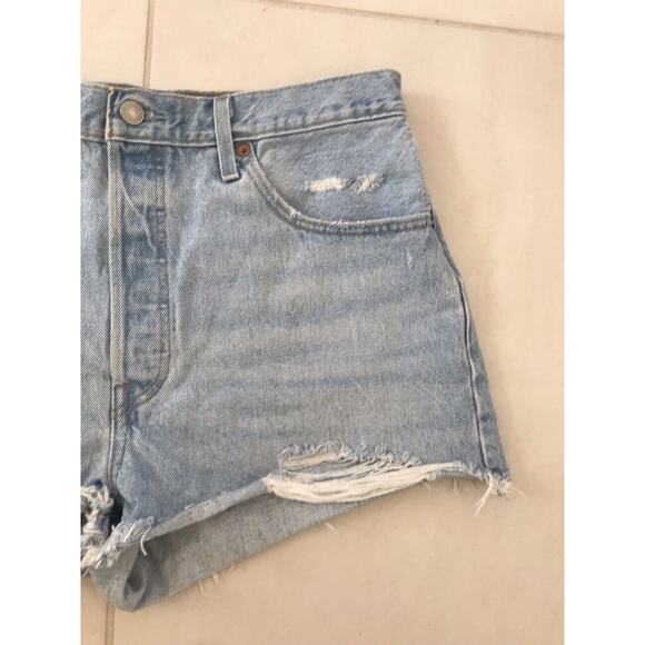 Levi's 501 Denim Jean Shorts High Waist Distressed Cut Off - Picture 5 of 8